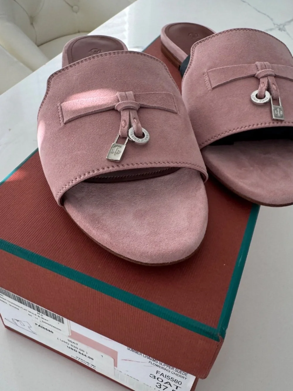 Loro Piana Summer Charms Slipper Suade